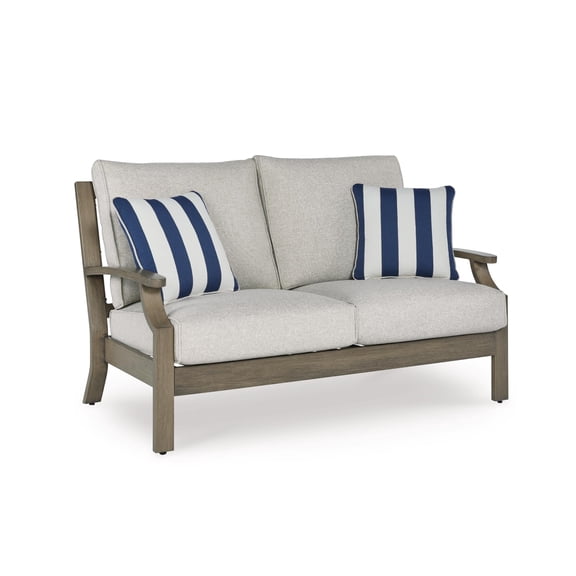 Signature Design by Ashley Rainier Ranch Brown Outdoor Loveseat with Cushion
