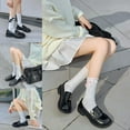 thumbnail image 5 of Milue Womens Bowknot Knee High Socks Black White Solid Color Crew Socks Calf Sock, 5 of 21