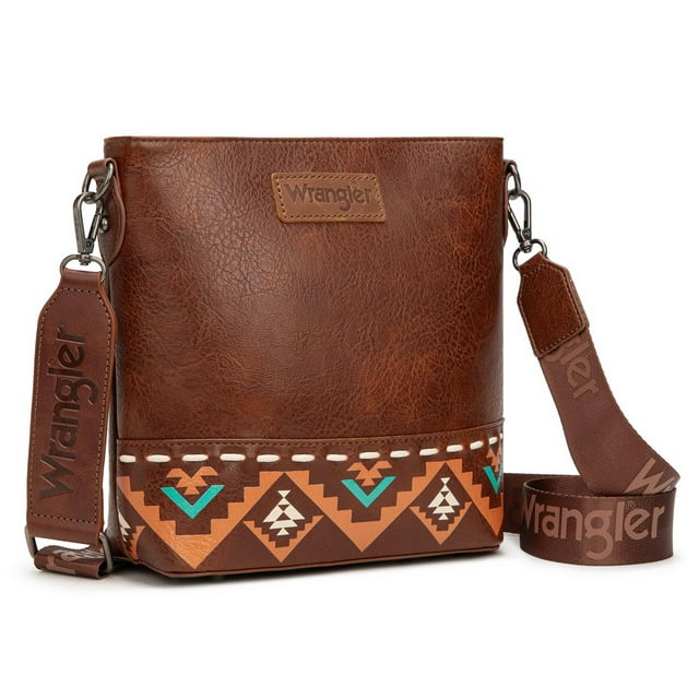 Bandolera Wrangler Aztec Brown de cuero vegano para mujer