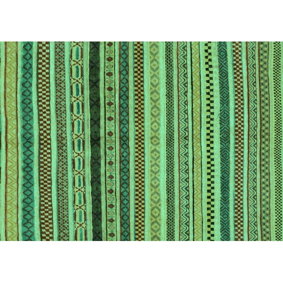 Ahgly Company Indoor Rectangle Oriental Turquoise Blue Modern Area Rugs, 5' x 7'