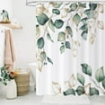 thumbnail image 3 of Sage Green Leaf Shower Curtain, Green and Gold Eucalyptus Leaf Botanical Watercolor Plants Spring Bathroom Curtain Waterproof Fabric Machine Washable with Hooks, 72" Wx84 L, 3 of 6