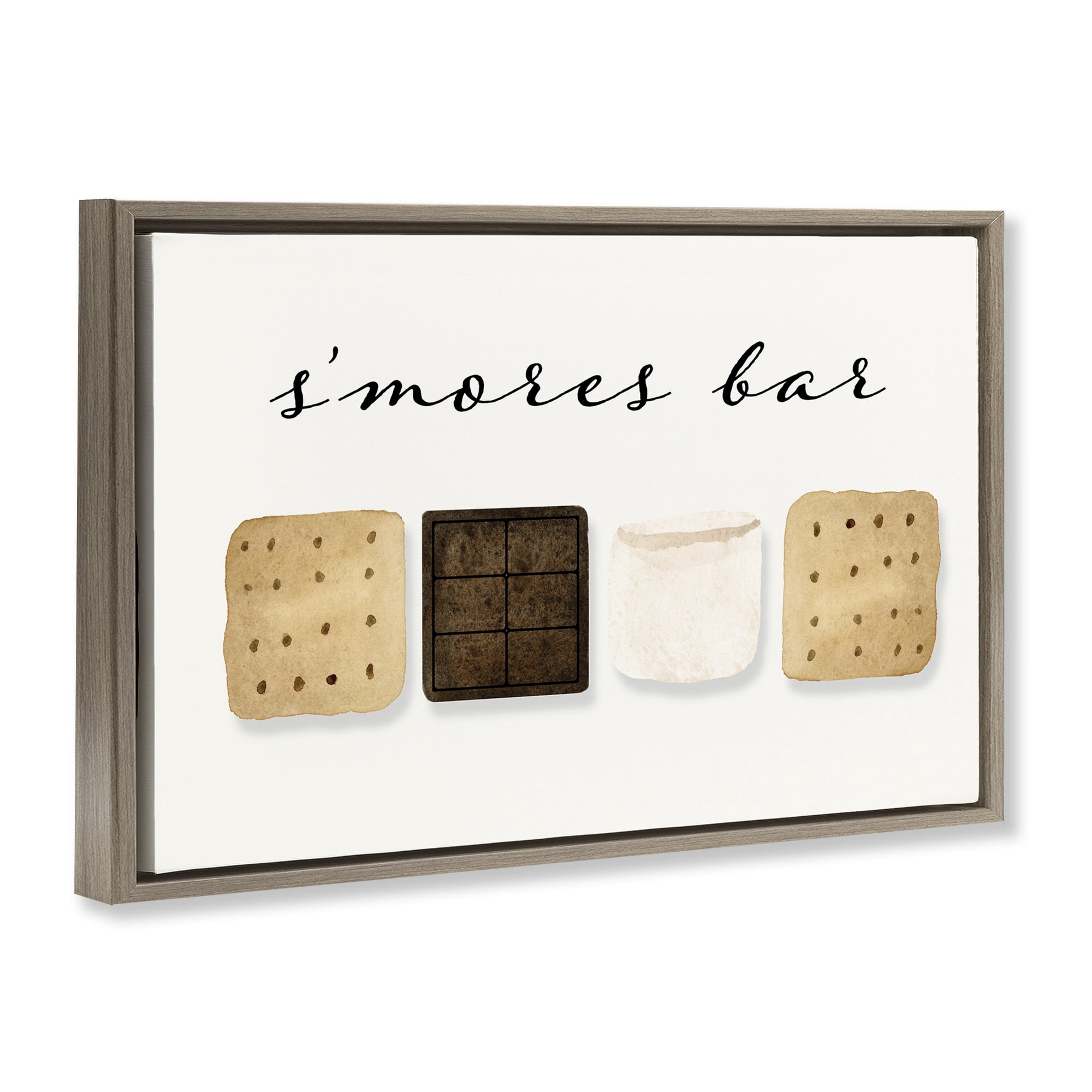 Stupell Industries S'mores Bar Ingredients Food & Beverage Painting Brown Floater Framed Art Print Wall Art, 31 x 21