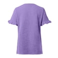 thumbnail image 3 of Ladies Round Neck Ruffled Short Sleeve T Shirt Top Womens T Shirts Long Sleeve Neck Tops for Women Plain Shirt Casual T Shirts Women Women Active Wear Tops Shirts Comfy Women Womens Casual Summer Tops, 3 of 4