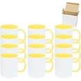 thumbnail image 2 of 11oz White Ceramic Sublimation Coffee Mug in White Gift Box, Yellow, Case of 12, 2 of 9