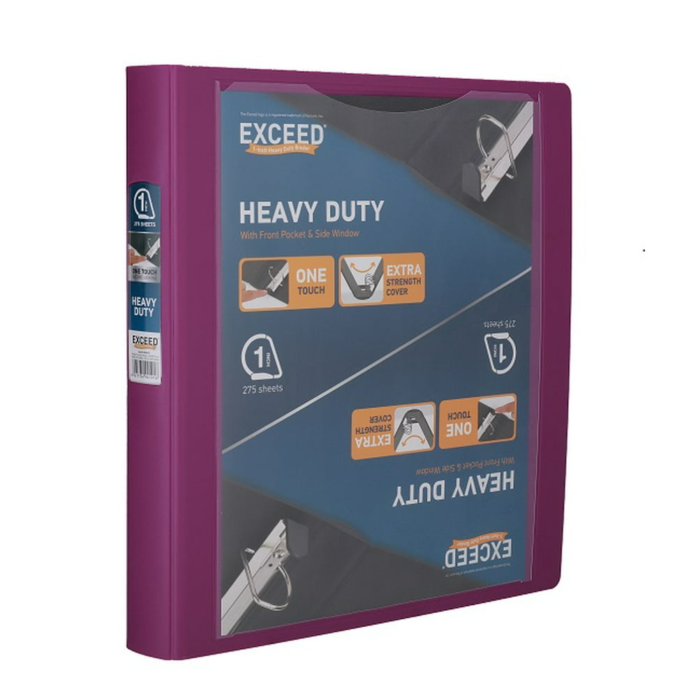 Exceed 3Ring Heavy Duty Binder, 1” Purple, Slant Ring