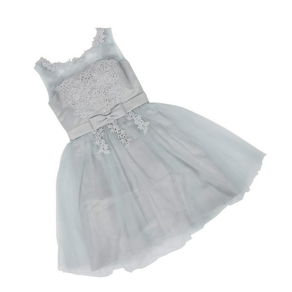 GOOHOCHY 1Set Grey Polyester Sleeveless Short Bridesmaid Dress for Wedding Party Use Women