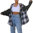 thumbnail image 1 of IROINID Veste en Denim pour Femmes, Manches Longues, à Carreaux, Col Rabattu, Veste Décontractée à Simple Boutonnage, Veste en Denim à Carreaux, 1 of 8
