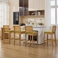 thumbnail image 4 of French Country Rattan Counter Height Stools, Linen Upholstered Bar Stools Set of 2, Farmhouse Wooden Barstools with Cane Back, Olive Kitchen Island Chairs, Sillas para Barra de Cocina (Olive, 2 Pcs), 4 of 8