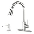 thumbnail image 1 of Grifo de cocina Homikit de níquel cepillado con pulverizador desplegable, 1 of 6