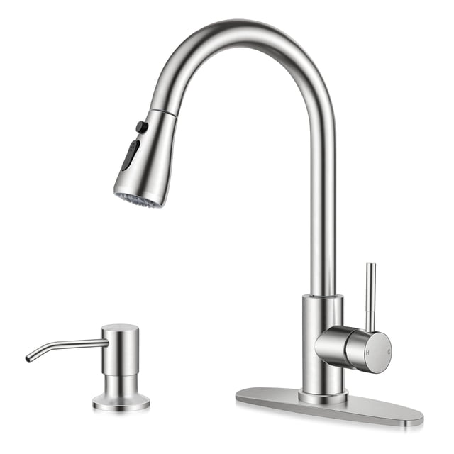 Grifo de cocina Homikit de níquel cepillado con pulverizador desplegable