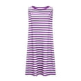 thumbnail image 4 of Annhoo Womens Summer Tank Dresses Striped Sleeveless Crew Neck A-Line Loose Casual Beach Mini Sundress with Pockets, 4 of 6
