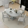 thumbnail image 4 of Harper & Bright Designs Farmhouse Dining Set for 4, Wood Kitchen Extendable Round Dining Table Set with 4 Upholstered Chairs, Antique Gray, 4 of 17