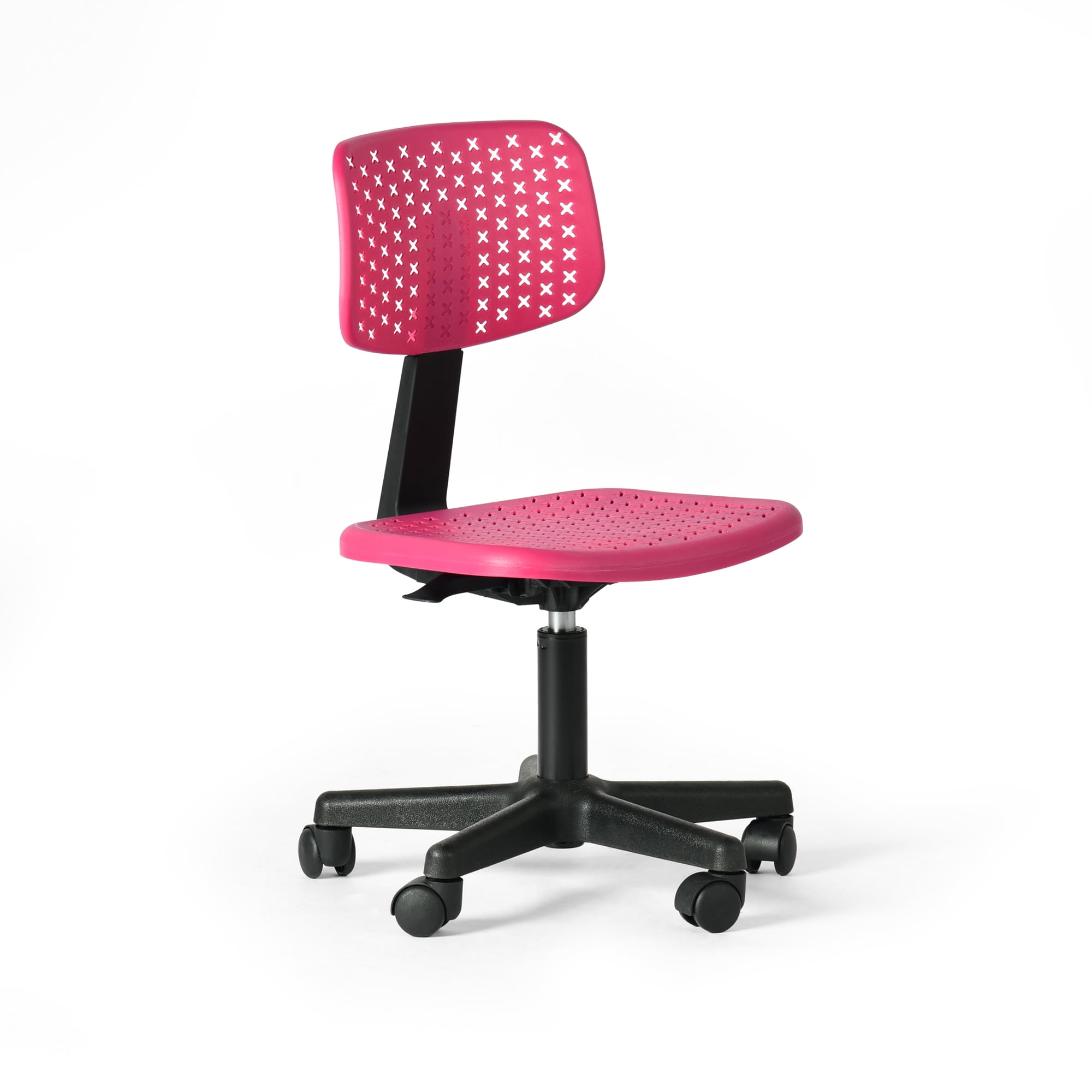 Homy Casa Small Adjustable Kids Desk Chair Set of 2 with Swivel Wheels, Pink Seat and Backrest