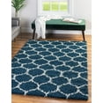 thumbnail image 4 of Unique Loom Trellis Shag Collection Area Rug - Ruby (5' 3" x 8' Rectangle Navy Blue/Ivory), 4 of 11