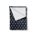 thumbnail image 2 of Fox Soft Flannel Fleece Throw Blanket, Orange Small Forest Animal Portraits Pattern on Abstract Dotted Blue Backdrop, Cozy Plush for Indoor and Outdoor Use, 70" x 90", Navy Blue Orange, by Ambesonne, 2 of 5