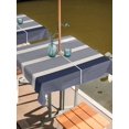 thumbnail image 2 of Outdoor Tablecloth with Umbrella Hole for Patio/Picnic/Party/Camping, Navy Blue Stripe Waterproof Table Cloth Square Cover Washable, Modern Minimalist Geomertic Striped Beige (60"x 60"), 2 of 9