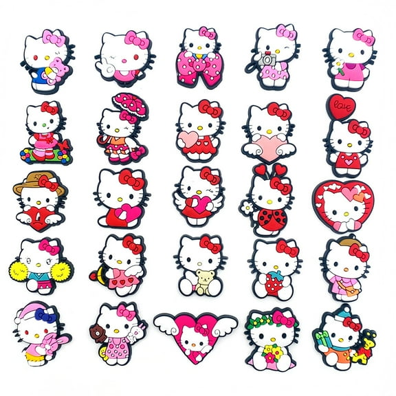 25 PCS Hello Kitty Shoe Charms Set Cartoon Charms Kawaii Charms Decoration Accessories as Birthday Gifts for Girls Boys Teens