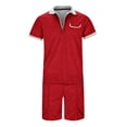 thumbnail image 3 of FhsagQ Men's Shirts Shirts for Men Assless Male Casual Striped Gradient Ramp Print Two Piece Suit Zipper Short Sleeve Top Blouse Suit Drawstring Pocket Short Set Men's Shirts Tops Cotton Red XXL, 3 of 4