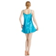 thumbnail image 4 of Defitshape Women's Satin Nightgown Baby Doll Lingerie Dress Fit And Chemise Flare Full Slip Above Knee Low Back Micro Night Lounge Dress Peacock Blue Medium, 4 of 5