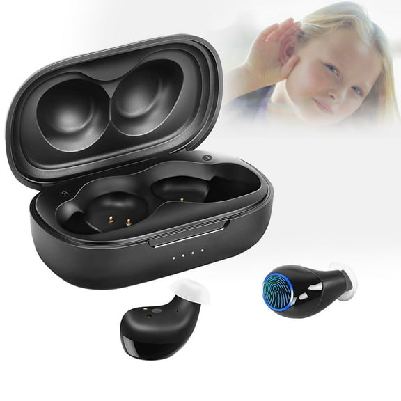 Personal Sound Amplifiers Digital for Ears Rechargeable, Portable Amplifiers Devices for Seniors, Comfortable Wear ,Pair Black