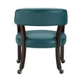 thumbnail image 4 of Tournament Teal Green Faux Leather  Arm Chair with Casters and Cherry finished, 4 of 7