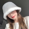 thumbnail image 3 of Fuzzy Bucket Hat for Women Flat Top Bucket Hat Winter Warm Plush Fisherman Fluffy Sherpa Bucket Hat, 3 of 8