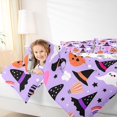 thumbnail image 3 of Feelyou Kawaii Ghost Witch Hat Full Size Bedding Sets, Cartoon Pumpkin Balloon Full Size Bed in a Bag, Purple, Halloween Reversible, 7pcs, 3 of 7