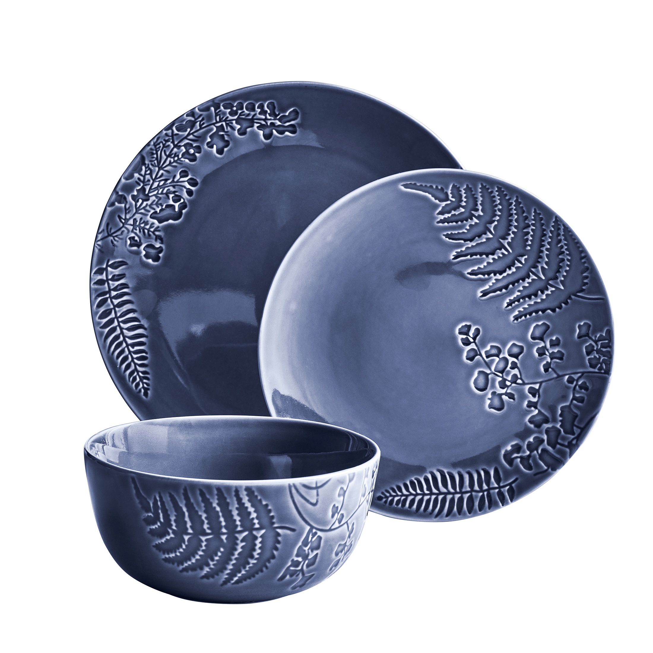 Better Homes & Gardens Ellie Blue Stoneware 12 Piece Dinnerware Set