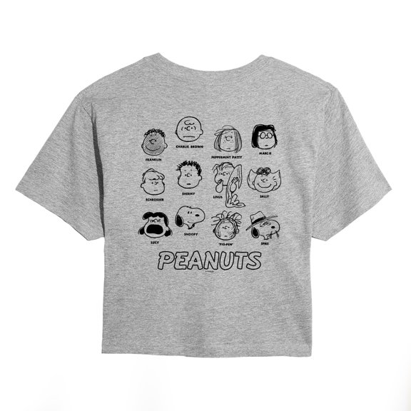 Peanuts - Faces - Juniors Cropped Graphic T-Shirt