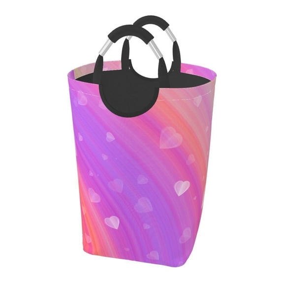 XMXY Rainbow Romantic Love Rectangular Laundry Basket Organizer , Collapsible Folding Tall Clothes Hampers For Laundry With Handles