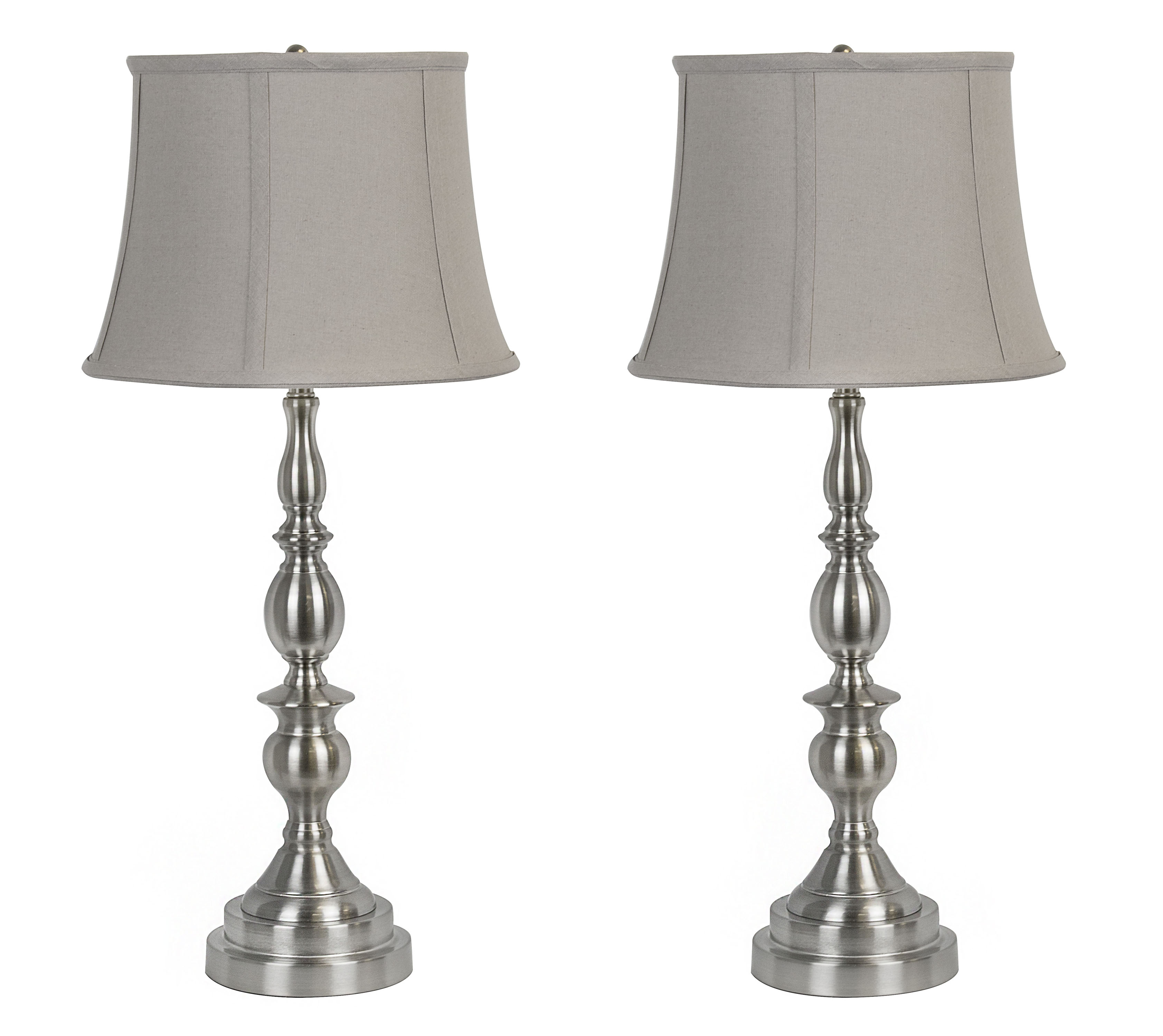 Grandview Gallery Metal Table Lamp with Brushed Nickel Finish and Linen