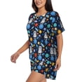 thumbnail image 2 of Bixox Women's Space Dog Printed Pajama Set 2 Piece Lounge Set Top and Shorts Soft Pajamas, Shorts with Pockets, 2 of 7