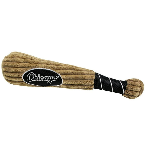 Pets First MLB Chicago White Sox BAT TOY for DOGS & CATS. 29 MLB Teams available. - Plush PET TOY with inner SQUEAKER. Officially Licensed Baseball BAT.