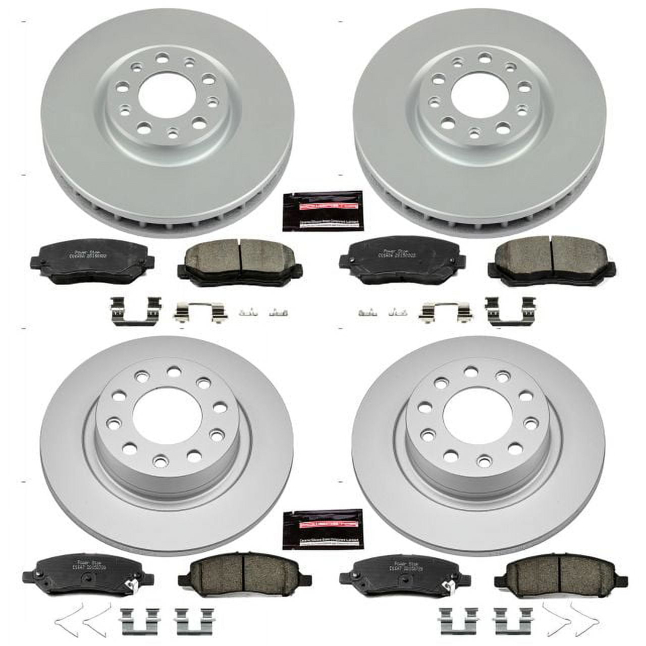 PowerStop Front and Rear Geomet Coated Brake Rotor and Pad Kit Fits: DODGE Select Models CRK6373