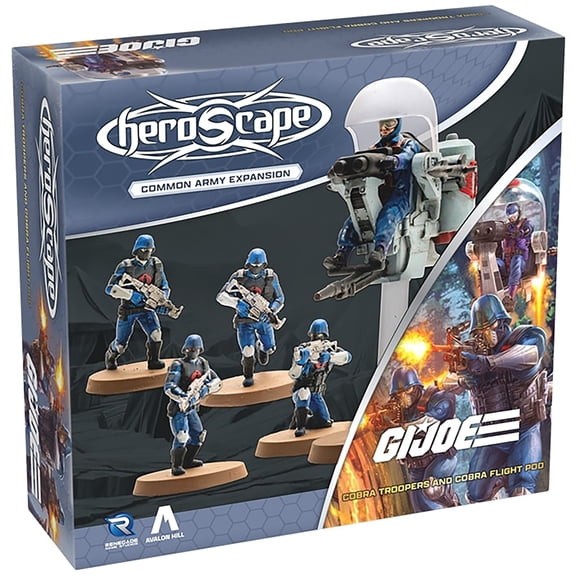 Renegade Games: GI JOE Heroscape - COBRA Troopers & COBRA Flight Pod Common Army Expansion - 5 Unpainted Miniatures, 2 Army Cards, Tabletop Game Set