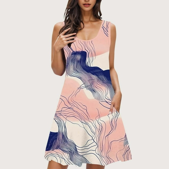Sakmal Moomoo Nightgownss Women Sleeveless Moomoo Dress Knee Length Graphic Ladies Nightgown L