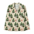 thumbnail image 6 of DailyTrove Womens Winter White Christmas Tree Pajama Set - Long Sleeve Loose Fit, Holiday Loungewear,Green,L, 6 of 6