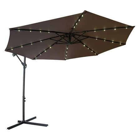 Deluxe Polyester Offset Patio Umbrella With Led Lights 10 By Deluxe Polyester Offset Patio Umbrella With Led Lights 10 By Trademark Innovations Brown Com