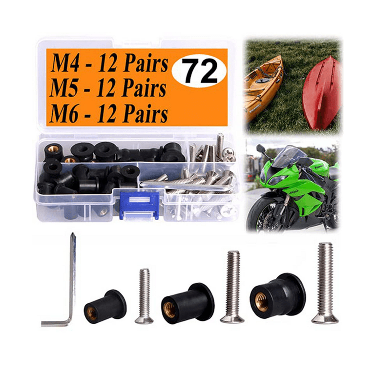 6 PCS 3/16 Inner Diameter Well Nuts With Screws For Kayak Canoe & Small Boats