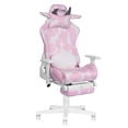 thumbnail image 2 of Techni Sport Pink Cow Print Gaming Chair w/ Footrest, Lumbar Support, Recline & 300 lb Capacity, 2 of 12