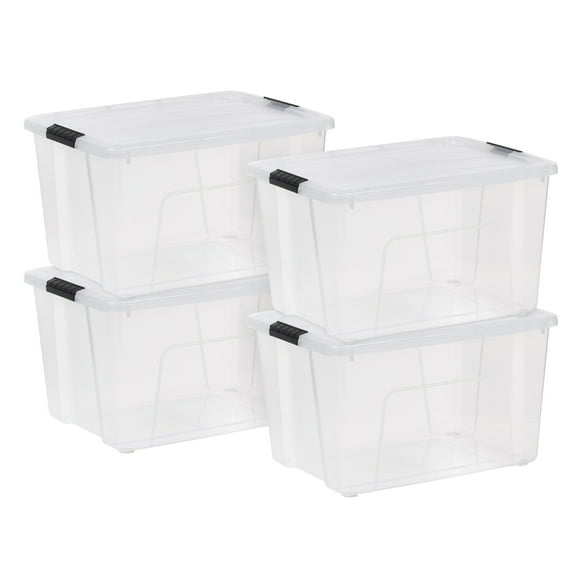 IRIS 60 Qt. Plastic Storage Bins with Lids, Stackable Storage Containers, Totes, 4 Pack