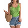thumbnail image 3 of Womens Summer Crochet Tank Tops Knit Sleeveless Scoop Neck Sweater Vest Boho Hollow Out Cover Ups Green L, 3 of 10