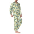 thumbnail image 2 of Susaid Lilies Flowers Print Men's Long Sleeve Pajama Set, Two-Piece Button-Down Loungewear PJs Set, Comfortable Sleepwear for Relaxation-X-Large, 2 of 7