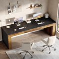 thumbnail image 5 of 86.6-Inch Long Computer Desk for 2 Person, Farmhouse Executive Desk with Wooden Tabletop and Legs, 5 of 7