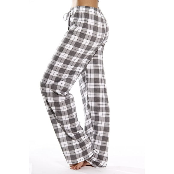 Pantalon de Pyjama à Carreaux pour Femmes, Jersey 100% Coton, Vêtements de Nuit