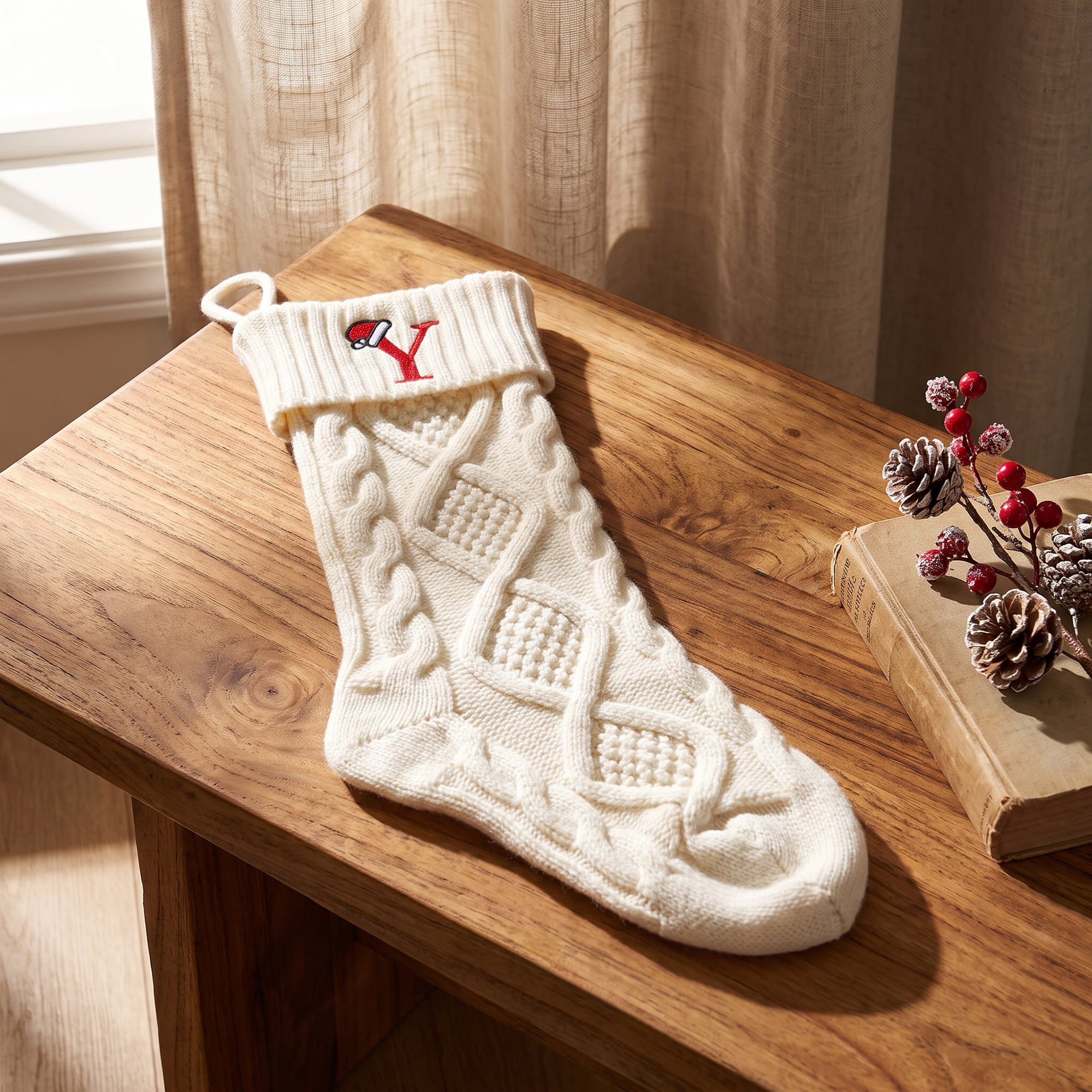 Unique Bargains Canine Bone Christmas Stocking Luxury Puppy Holiday Keepsake Sack Letter Y 17"