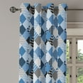 thumbnail image 2 of Ambesonne Blue Grommet Curtain, Diamond Shaped Patchworks, 50" x 108", Blue Black, 2 of 6