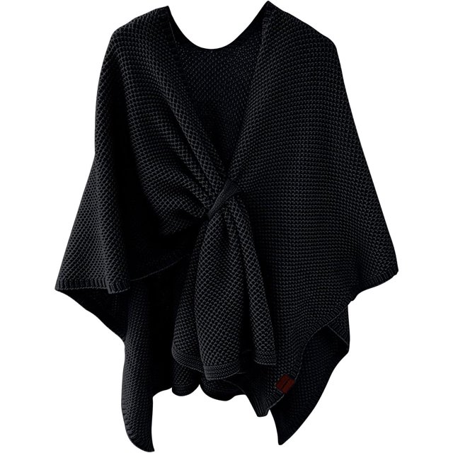 LinYooLi Poncho Cape Élégant pour Femmes - Croisé devant Couleur Unie - Cardigan Tricoté