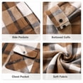 thumbnail image 5 of GIRUNS Men's Plaid Flannel Zip Up Hoodie Jacket Lightweight Casual Shirt Jacket Outerwear Coat Camel BN Dark Coffee 2XL, 5 of 6