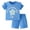 Blue, variant on BULLPIANO Girls 2 Piece Summer Outfits Kids Cute Print Short Sleeve T-Shirts and Elastic Waist Shorts Clothing Sets
